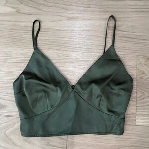 Abercrombie Satin Olive Green cropped tank - XS